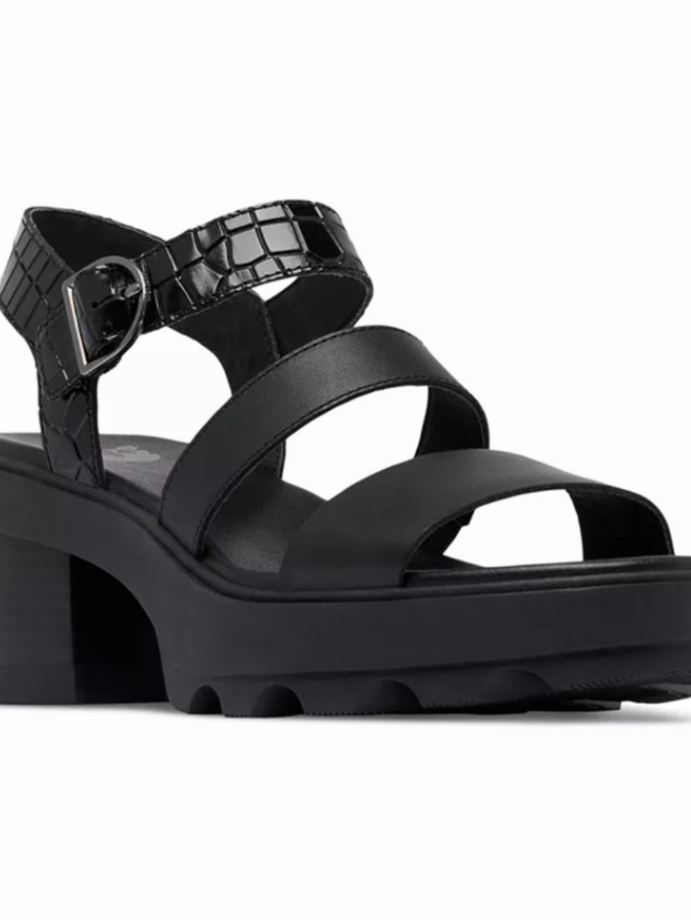 NIB$188 Sorel Joanie Heel Ankle Strap Sandals Black Women’s 6.5